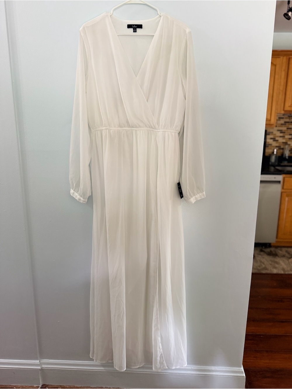 Lulus Wondrous Water Lilies White Maxi Dress XL NWT